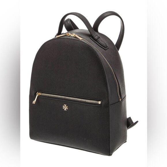 Tory Burch Emerson Black Leather Backpack - Picture 1 of 11